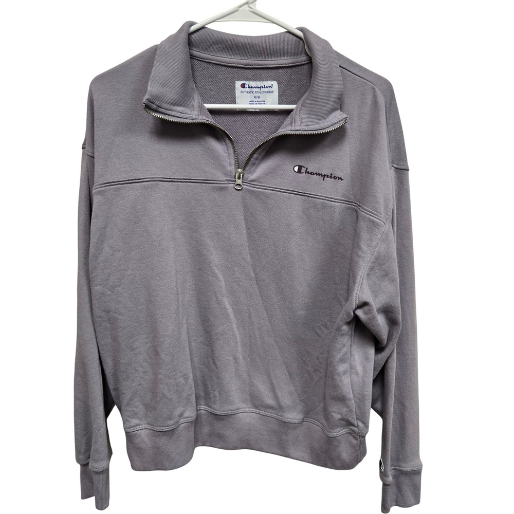 Champion Women's Purple Quarter Zip Pullover Sweatshirt M Authentic Athleticwear